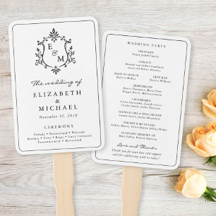 Elegant Monogram Crest Wedding Ceremony Hand Fan