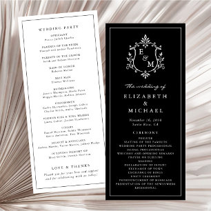 Elegant Monogram Crest Wedding Ceremony Programme