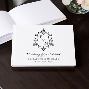 Elegant Monogram Crest Wedding Guest Book
