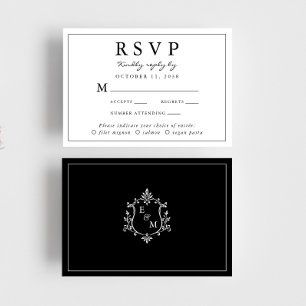 Elegant Monogram Crest Wedding Meal Choice RSVP Card