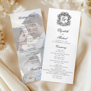 Elegant Monogram Crest Wedding Photo Program Programme