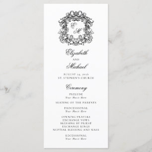 Elegant Monogram Crest Wedding Programme
