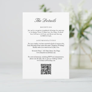 Elegant Monogram Crest Wedding QR Code Details Enclosure Card