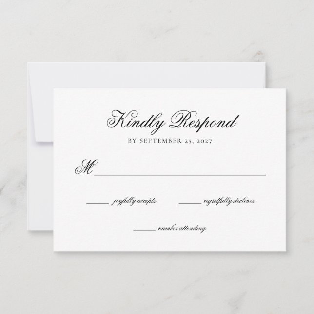 Elegant Monogram Crest Wedding RSVP Card (Front)