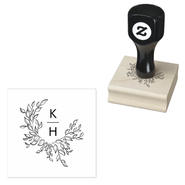 Elegant Monogram Crest Wedding Rubber Stamp (Stamped)