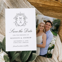Elegant Monogram Crest Wedding Save the Date