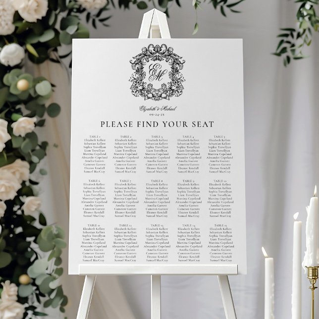 Elegant Monogram Crest Wedding Seating Chart (Creator Uploaded)