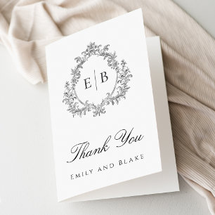 Elegant Monogram Crest Wedding Thank You