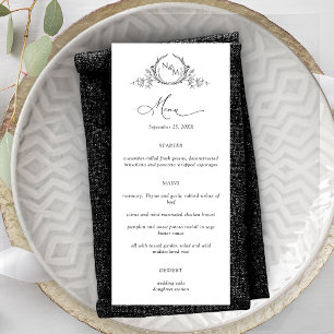 Elegant Monogram Crown Crest Wedding Menu