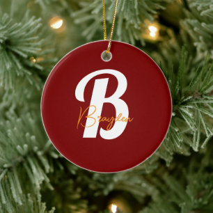 Elegant Monogram  custom  Ceramic Tree Decoration