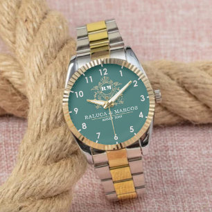 Elegant Monogram Custom Couple names Watch