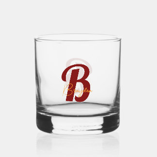 Elegant Monogram  custom  Whiskey Glass