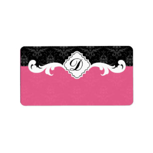 Elegant Monogram Damask Label