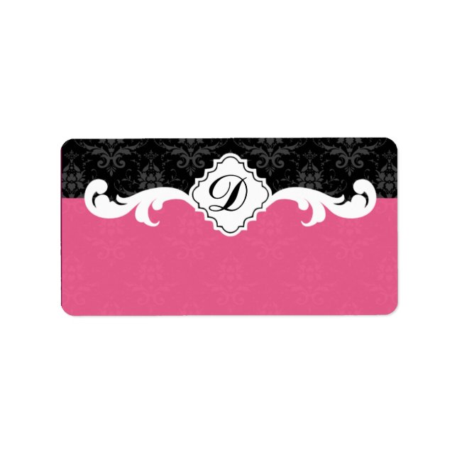 Elegant Monogram Damask Label (Front)