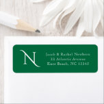 Elegant Monogram Dark Green Return Address Label<br><div class="desc">This design features an elegant monogram letter with space for your address. Click the customise button for more flexibility in modifying the text. Variations of this design as well as coordinating products are available in our shop, zazzle.com/store/doodlelulu. Contact us if you need this design applied to a specific product to...</div>