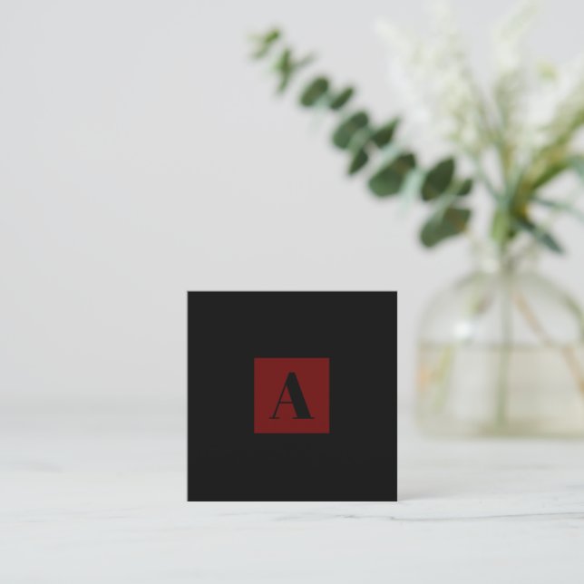 Elegant Monogram Dark Red business card (Standing Front)