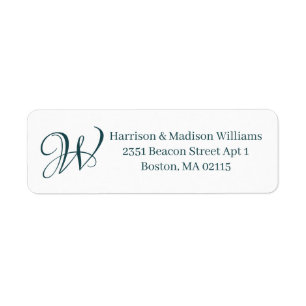 Elegant Monogram dark teal white custom Address