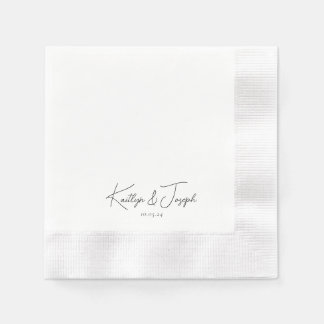 Elegant Monogram Date Modern Typography Wedding Napkin