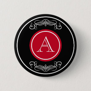 Elegant monogram design 6 cm round badge