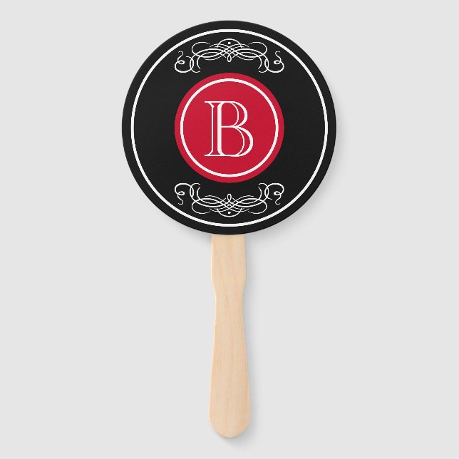 Elegant monogram design hand fan (Front)