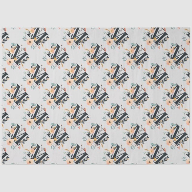 Elegant monogram design Letter M pattern 1 Tissue Paper (Front)