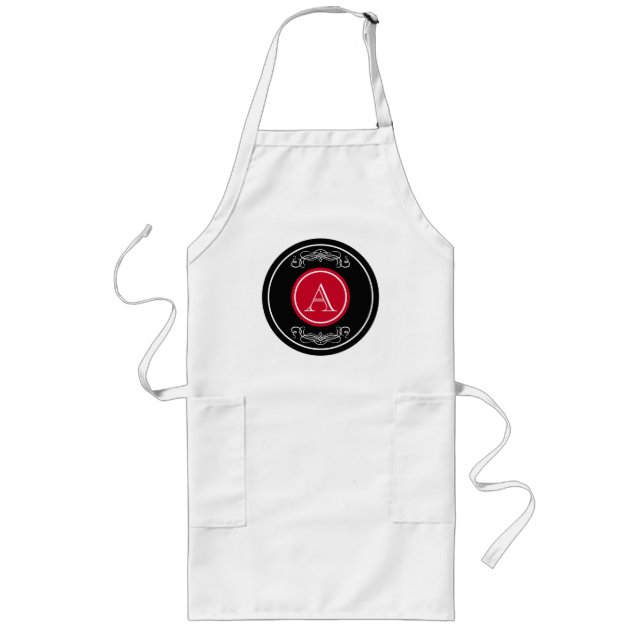 Elegant monogram design long apron (Front)