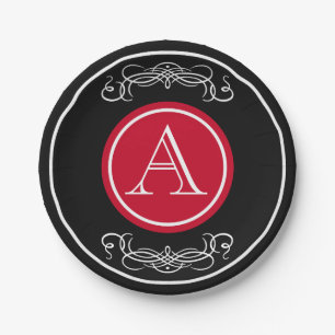 Elegant monogram design paper plate