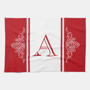 Elegant monogram design tea towel