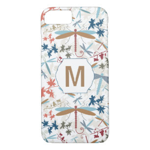 Elegant Monogram Dragonfly Pattern Case-Mate iPhone Case