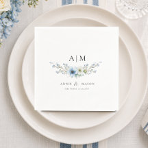 Elegant Monogram Dusty Blue Wedding
