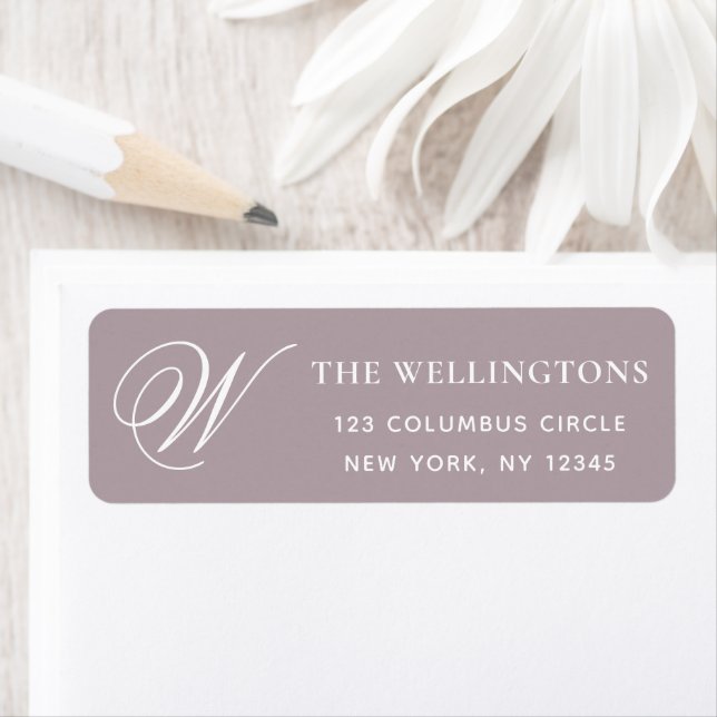 Elegant Monogram Dusty Purple Return Address (Insitu)