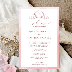Elegant Monogram Dusty Rose Wedding Program