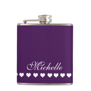 Elegant Monogram Eggplant Purple Hip Flask