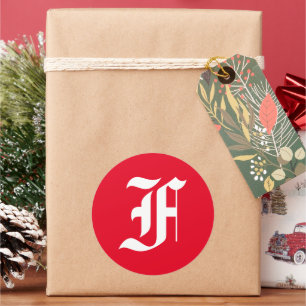 Elegant Monogram F Classic Round Sticker