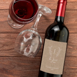 Elegant monogram family name template wine label