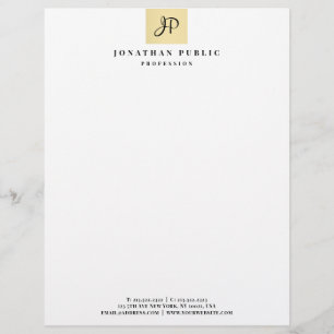 Elegant Monogram Faux Gold Template Glamourous Custom Letterhead