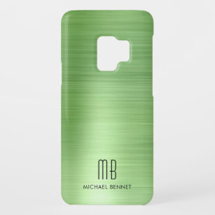 Elegant Monogram Faux Green Metallic  Case-Mate Samsung Galaxy S9 Case