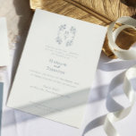 Elegant Monogram Floral Crest Dusty Blue Wedding I Invitation<br><div class="desc">Introducing the Elegant Monogram Crest Wedding Invitation in Celestial Blue colours. Elevate your wedding announcement with timeless sophistication and celestial charm. With its intricate monogram crest and delicate script,  this invitation sets the tone for a truly enchanting celebration. Make your special day unforgettable with this exquisite invitation suite.</div>