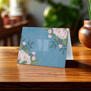 Elegant Monogram Floral Personalised Note Card