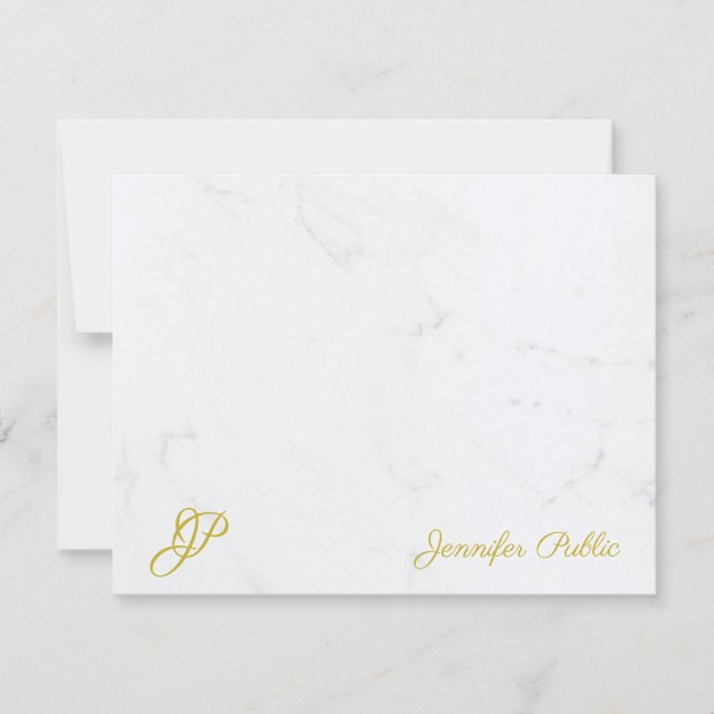 Elegant Monogram For Her Modern Simple Gold Script Card (Front)