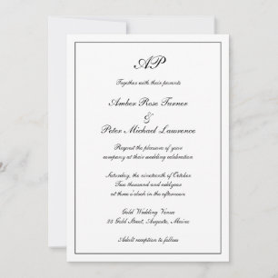 Elegant Monogram Formal All In One Wedding Invitation