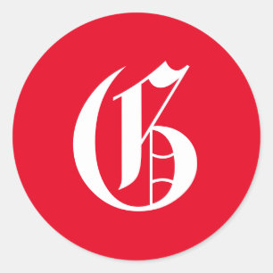 Elegant Monogram G Classic Round Sticker
