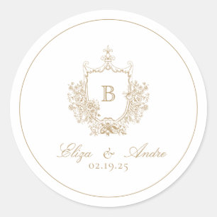 Elegant Monogram Gold Classic Round Sticker