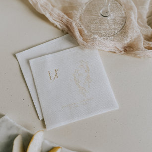 Elegant Monogram   Gold Koi Fish Wedding Foil Napkins