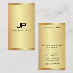 Elegant Monogram Gold Look Modern Vertical Luxury Business Card