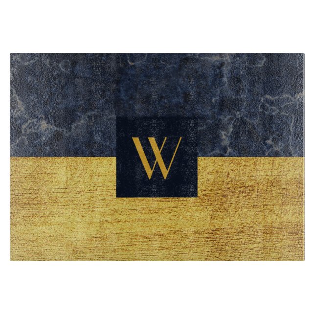 Elegant Monogram Gold Marble Cutting Board (Front)