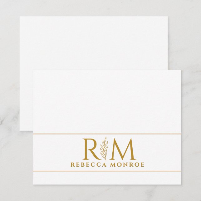 Elegant Monogram Gold Name Card (Front/Back)