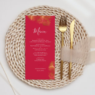Elegant Monogram Gold Red Pink Magenta Wedding Menu
