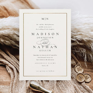 Elegant Monogram Gold Wedding Invitation