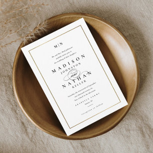 Elegant Monogram Gold Wedding Invitation